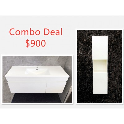 1200mm Wall Hung Vanity with Wall Hung Side Cabinet Combo Deal